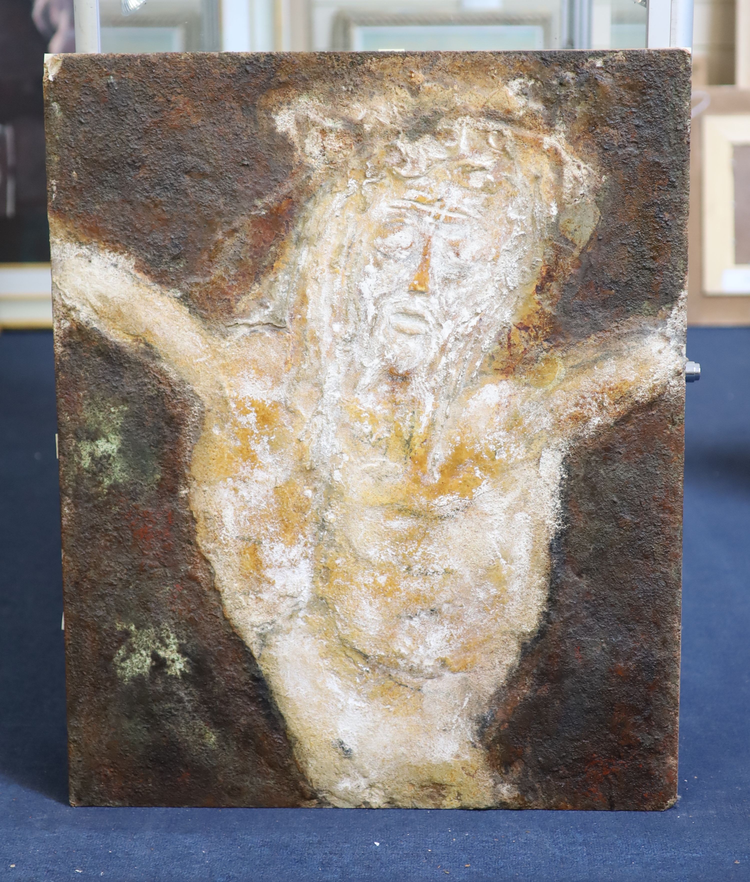 Paul Dufau (French, 1897-1989), The crucifixion, Mixed media on board, 77 x 63 cm, unframed.